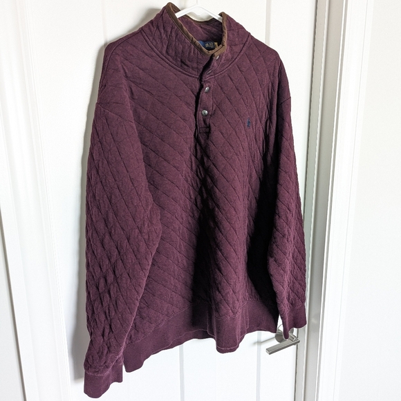 Polo Ralph Lauren Quilted 1/4 Snap Pullover - Maroon sz XXL - Picture 2 of 6